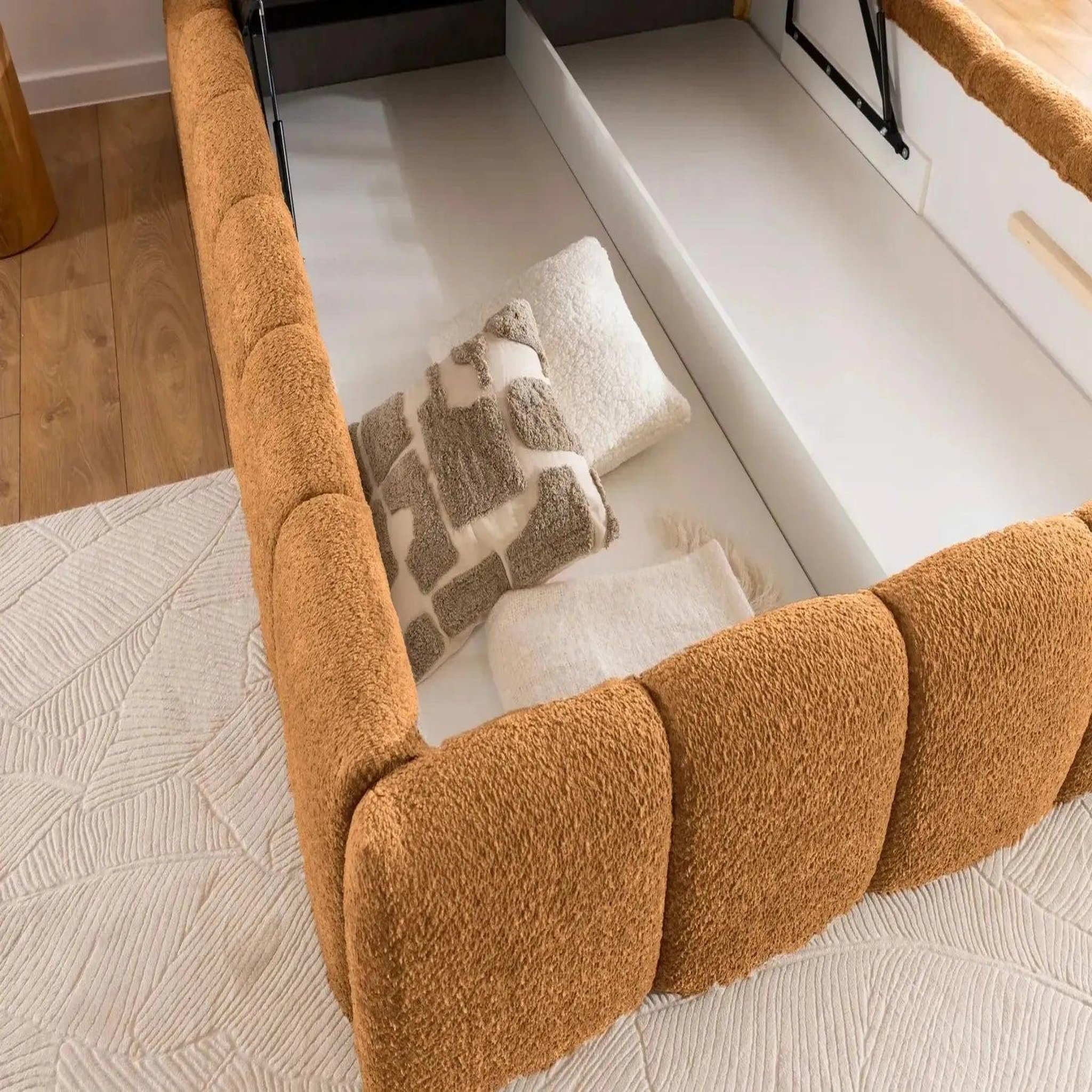 Voir la diapositive 6 : CASANOVA PARIS Elise - lit coffre tissu bouclette