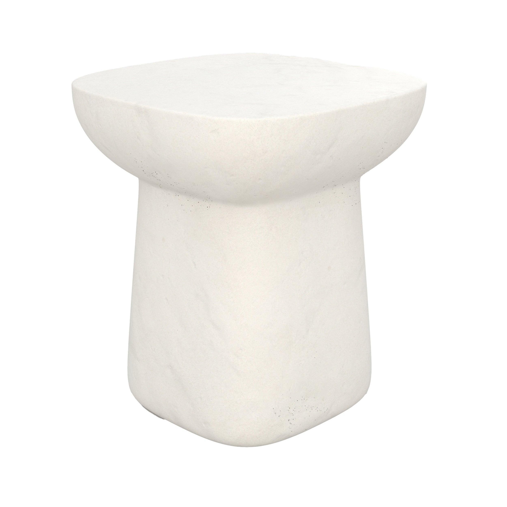 MAISON PAVANE Table d'appoint carrée blanche en fibre d'argile effet béton-samui