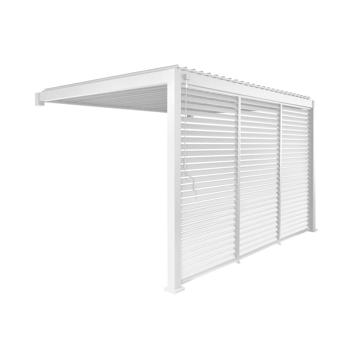 SWEEEK Pergola bioclimatique aluminium adossée 4x3m + 3 persiennes 130cm Triomphe