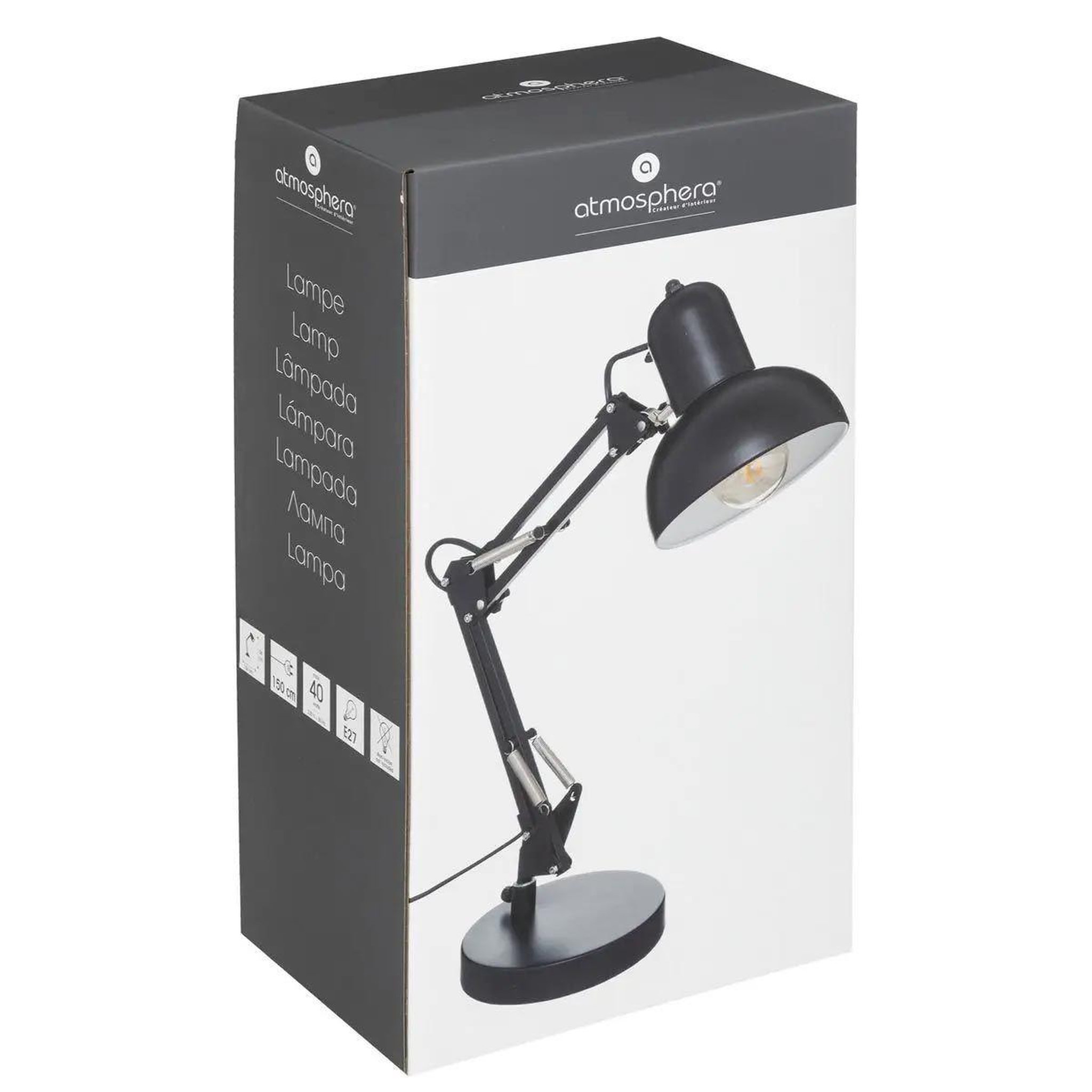 Voir la diapositive 4 : ATMOSPHERA Lampe à poser design  bren  55cm noir