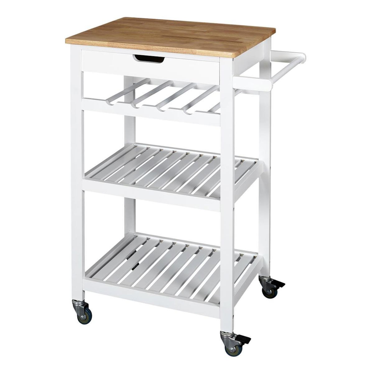Paris Prix Desserte de Cuisine 3 Niveaux  Roulettes  84cm Blanc