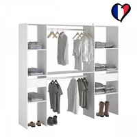 HOMCOM Armoire à Vêtements Penderie de Rangement Roulettes en Panneaux  Particules 80x40x128cm 