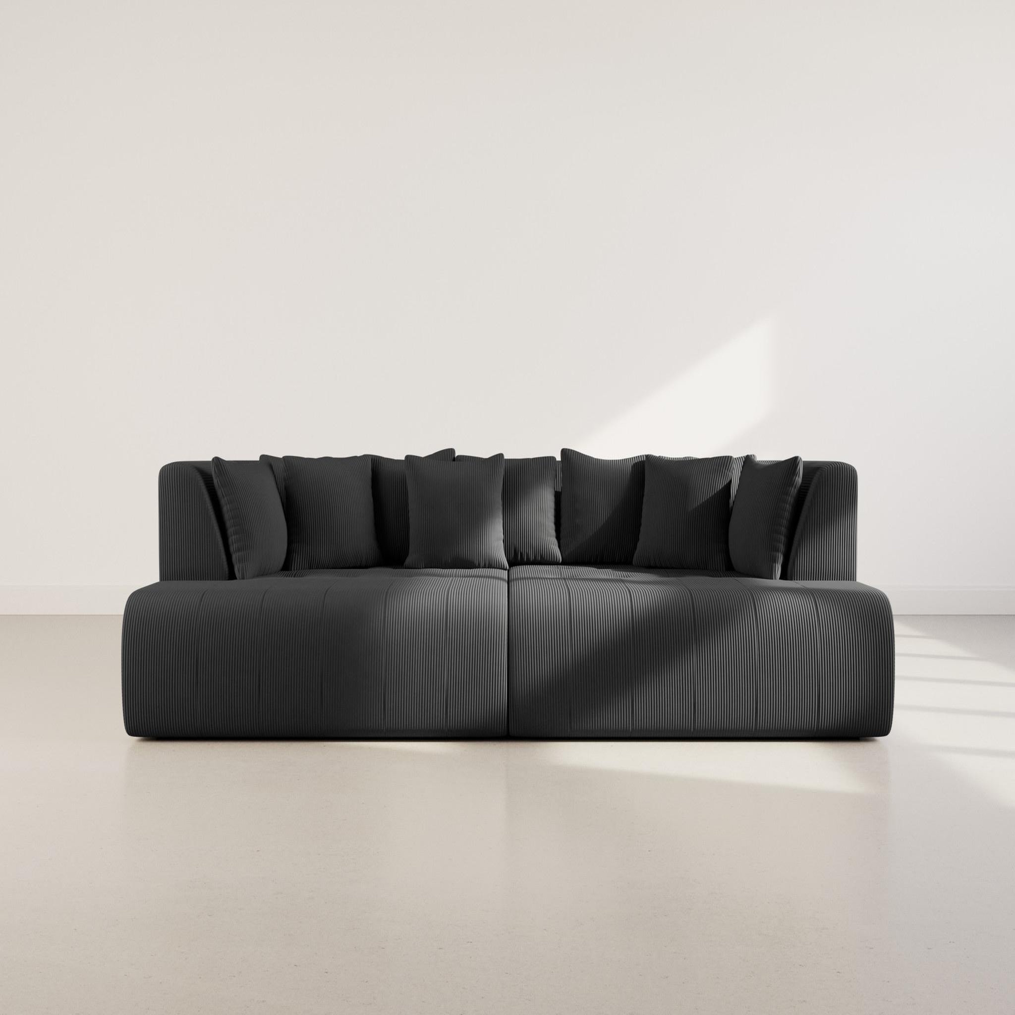 Voir la diapositive 2 : LISA DESIGN Onyx - canapé droit 4 places avec double méridienne - assise profonde - en velours côtelé