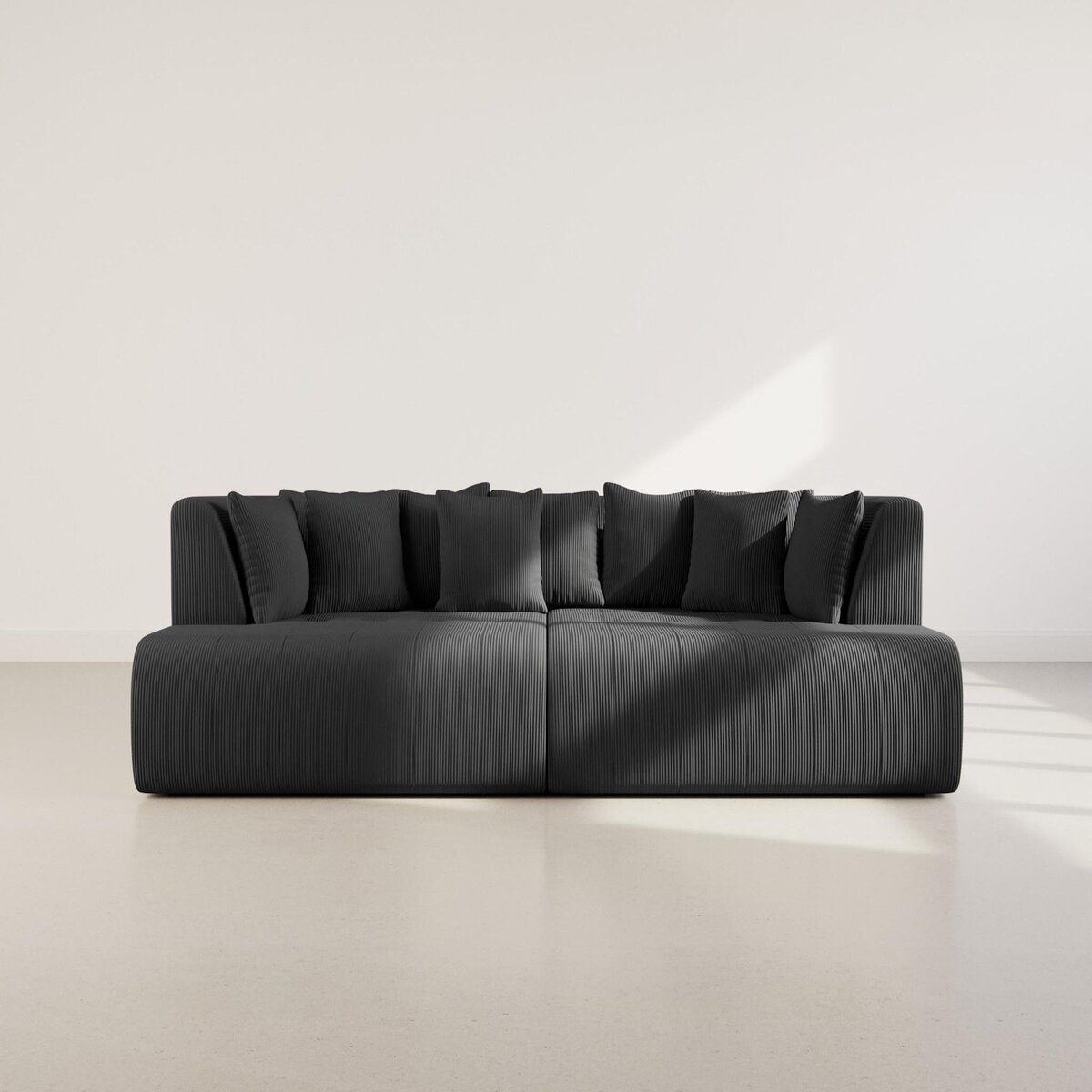 LISA DESIGN Onyx - canapé droit 4 places avec double méridienne - assise profonde - en velours côtelé