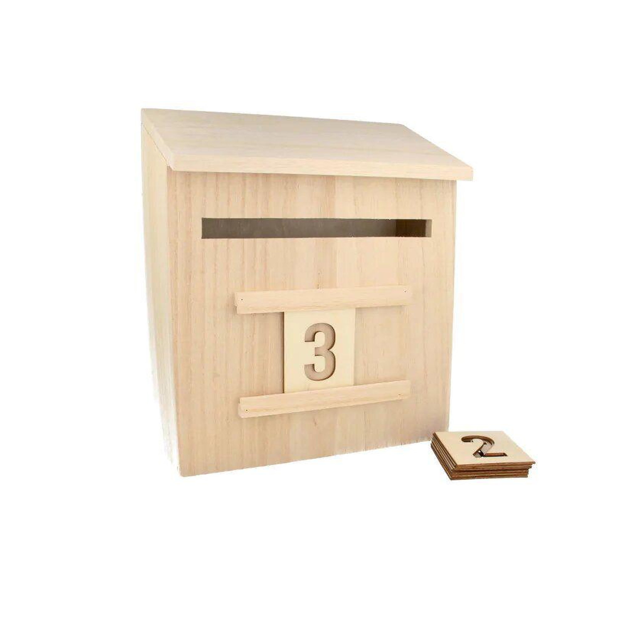 Voir la diapositive 1 : Artemio Boîte aux lettres en bois 28 cm à décorer