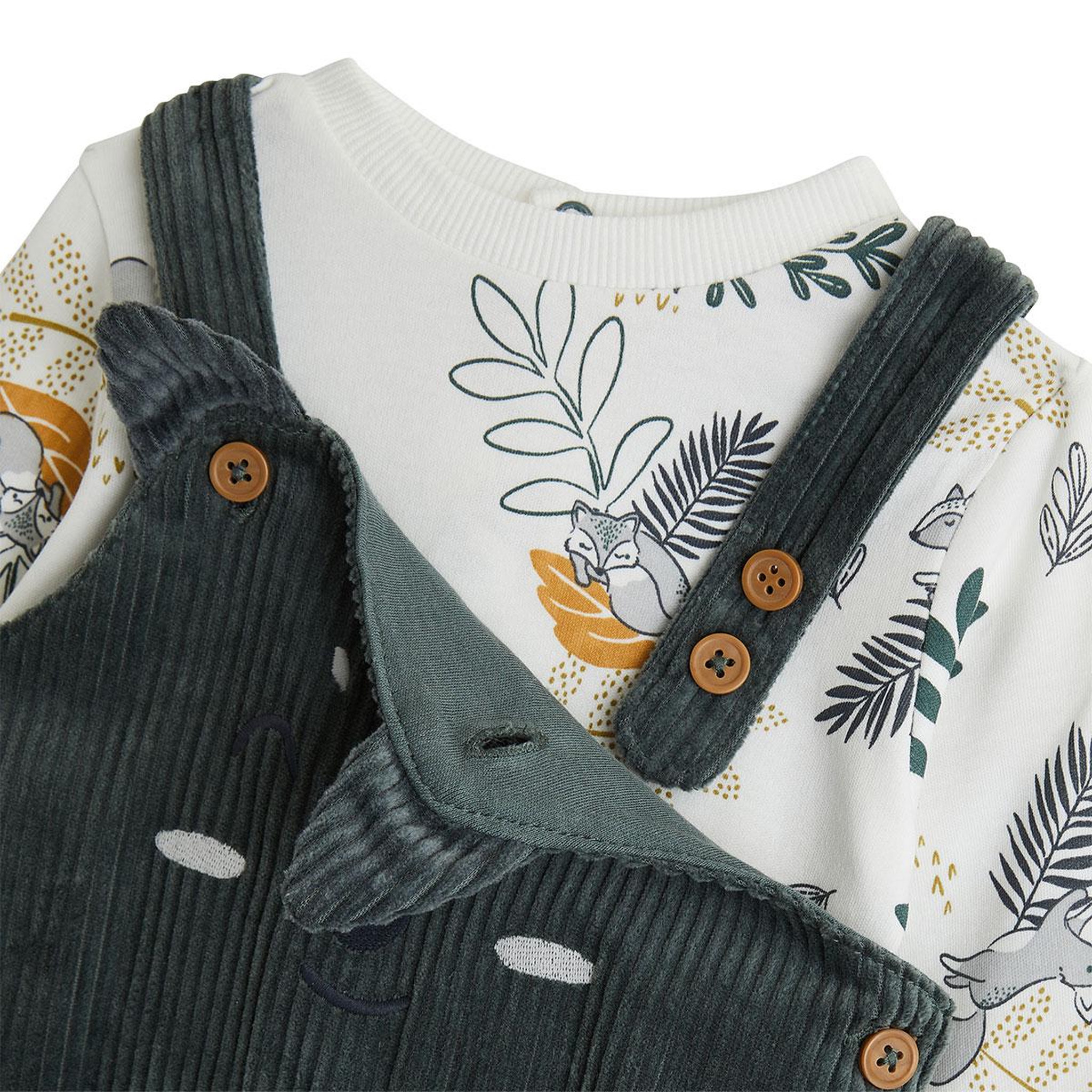Voir la diapositive 5 : Petit Béguin Ensemble salopette bébé en velours côtelé et t-shirt elliott