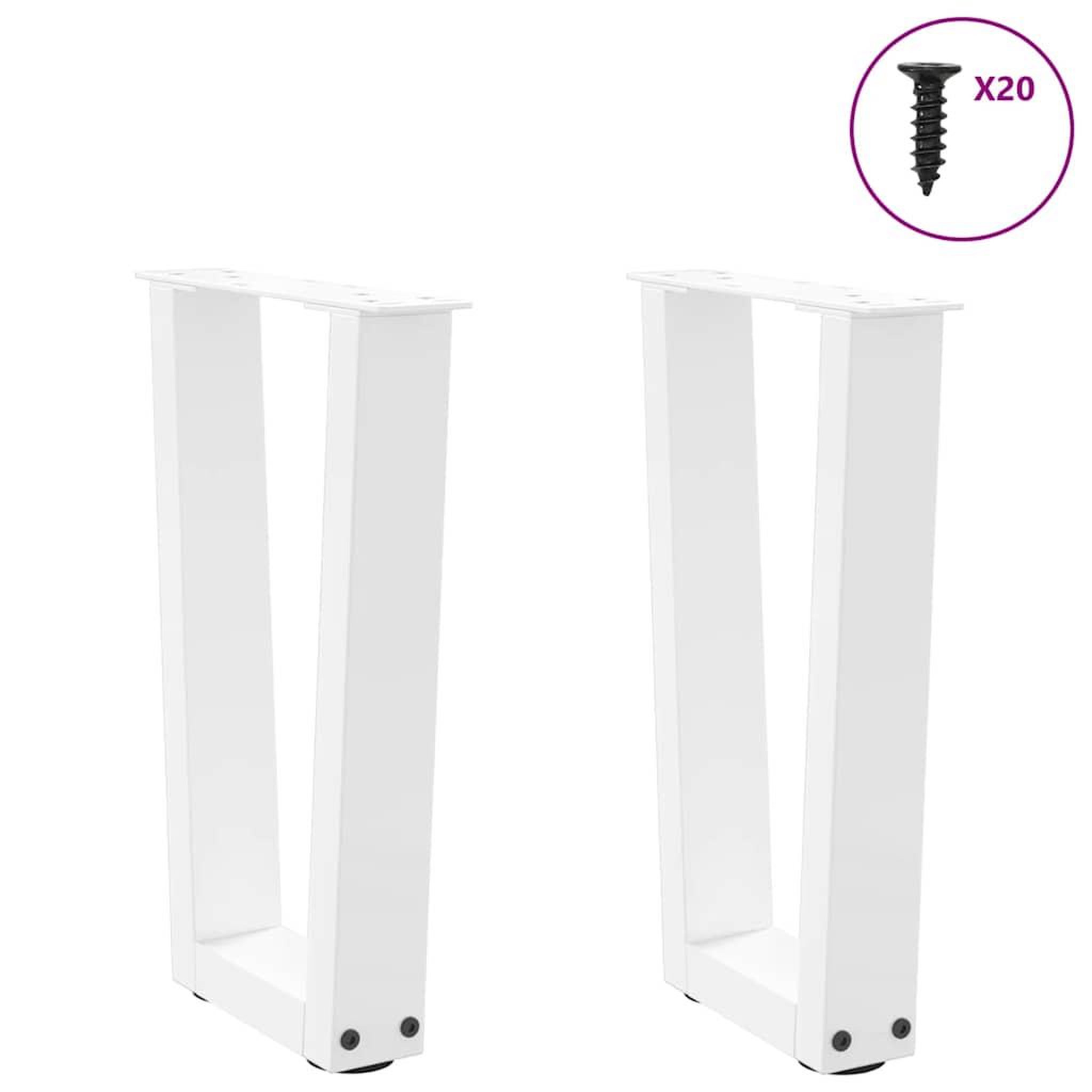Voir la diapositive 3 : VIDAXL Pieds de table a manger forme de V 2 pcs blanc 38x(42-43,3) cm