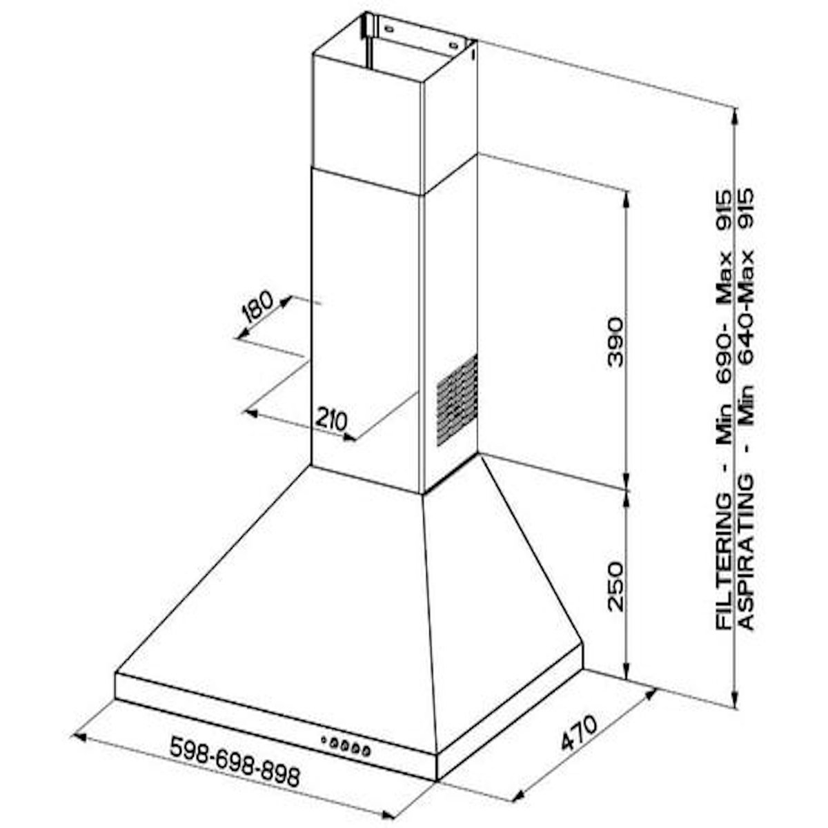 Beko Hotte décorative murale 90cm 400m3/h - cwb9441xnh inox
