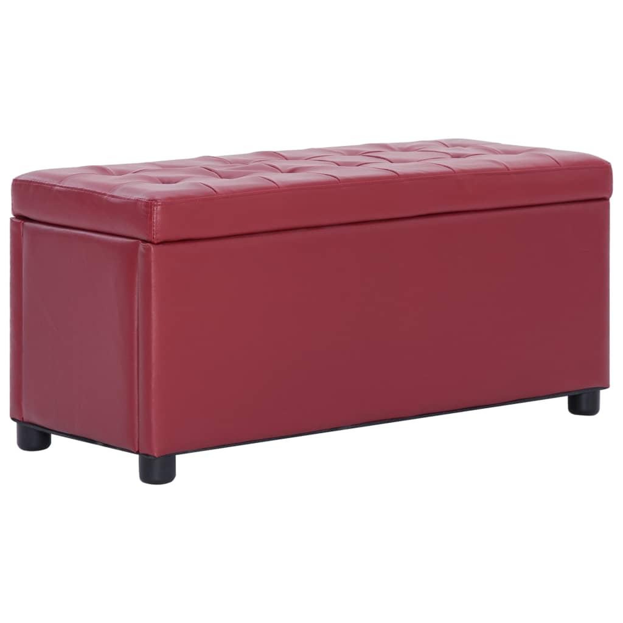 Voir la diapositive 1 : VIDAXL Pouf de rangement 87,5 cm Rouge bordeaux Similicuir