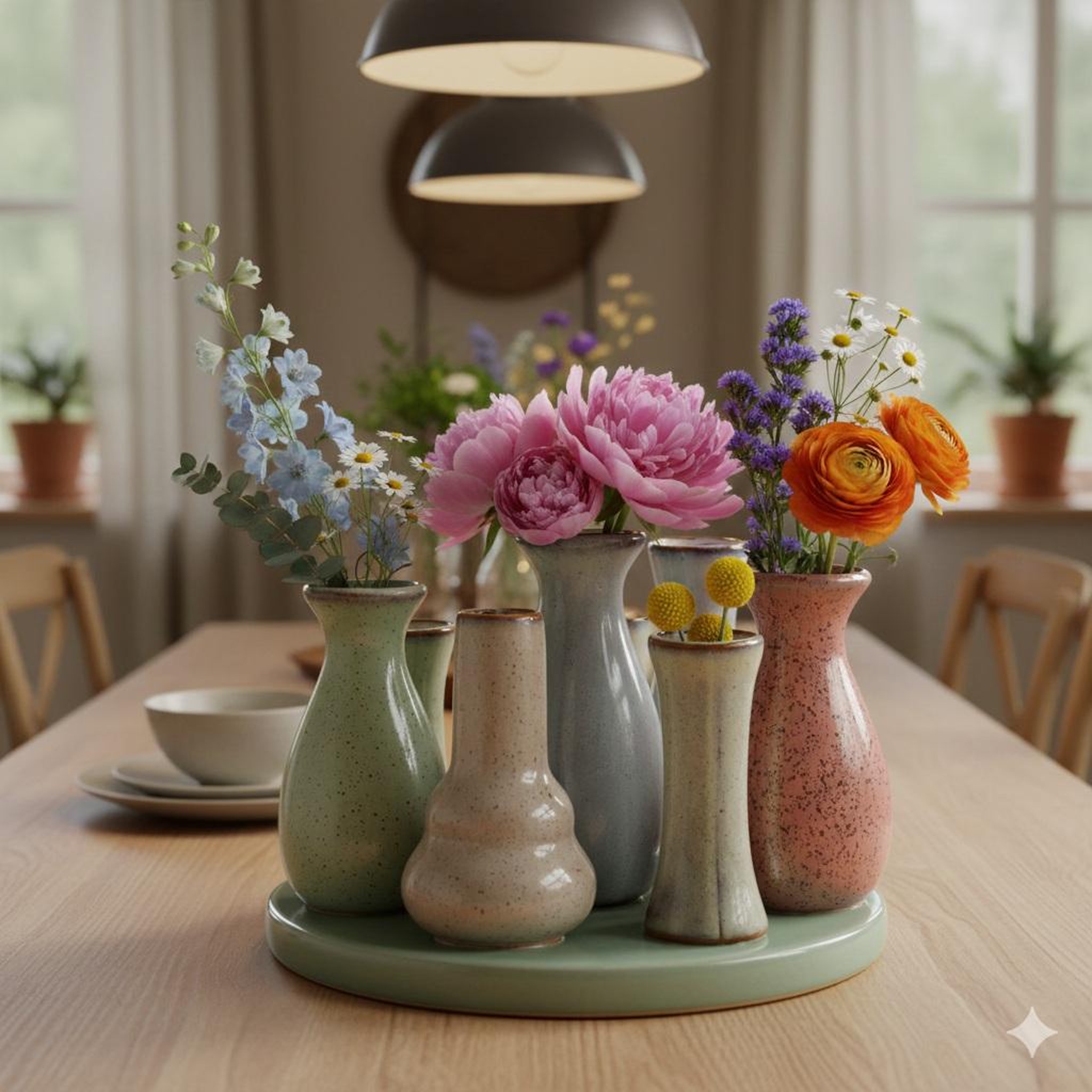 Voir la diapositive 3 : Eden Petits vases sur un plateau en ceramique