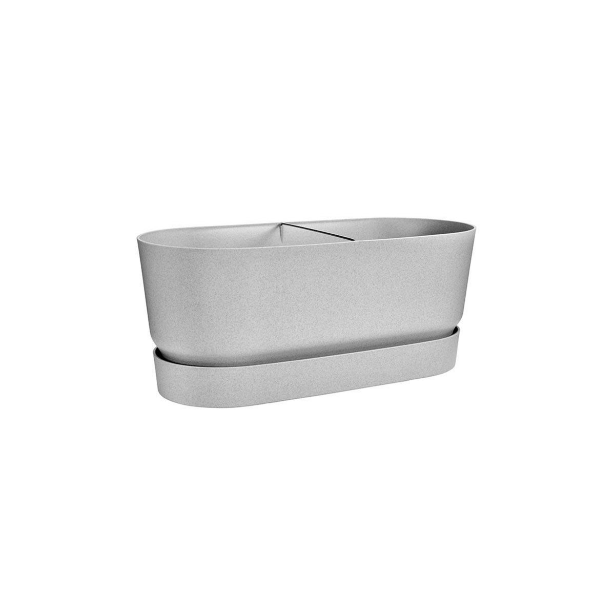 ELHO Jardinière Greenville Terrasse 60 x 26 x 24,4 cm avec roulettes - Gris béton - Elho