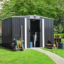 Voir la diapositive 2 : ID MARKET Abri de jardin 5,3 M² gris en acier galvanisé avec base