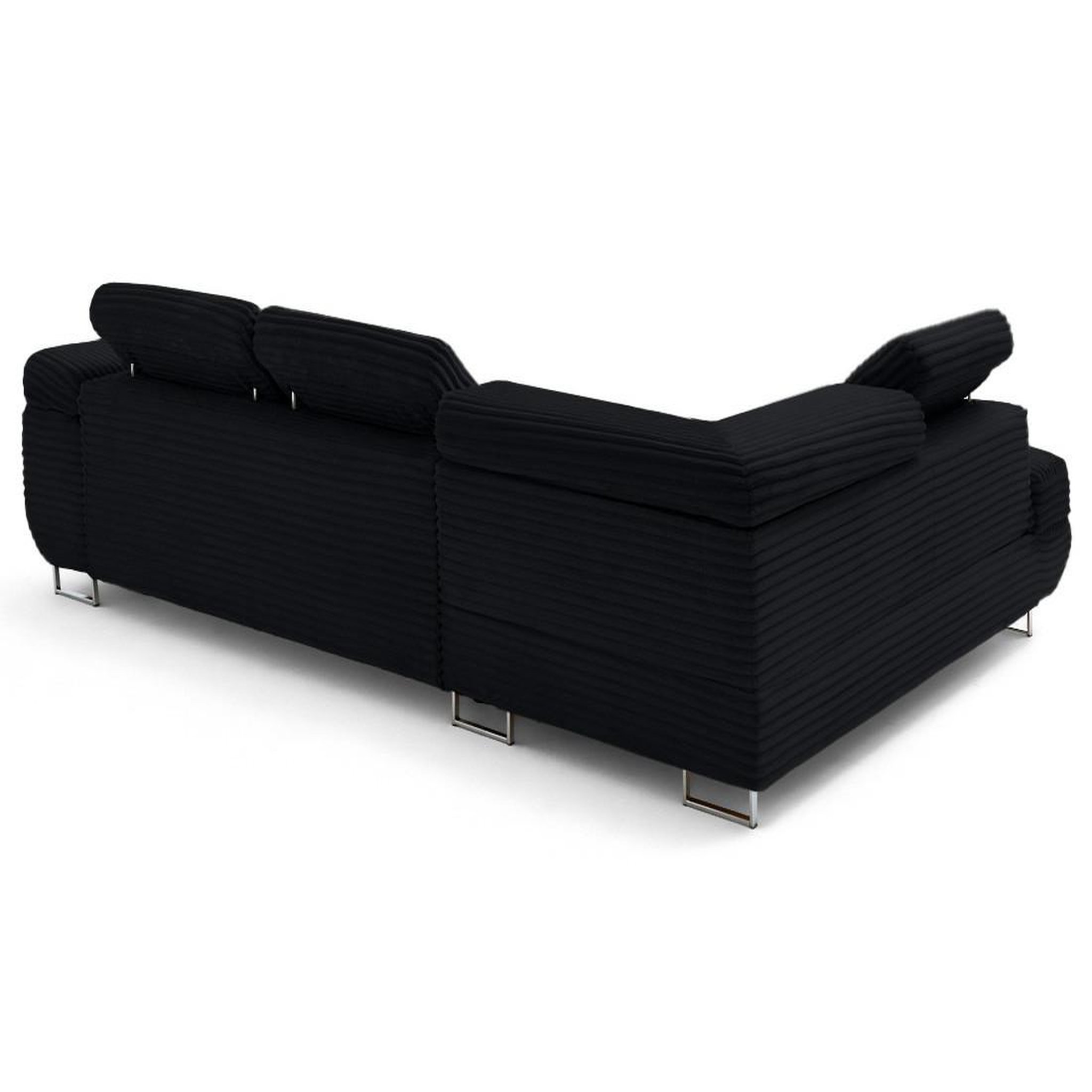 Voir la diapositive 4 : LISA DESIGN Zaria - canapé d'angle gauche 5 places convertible avec coffre et têtières en velours côtelé grosses côtes