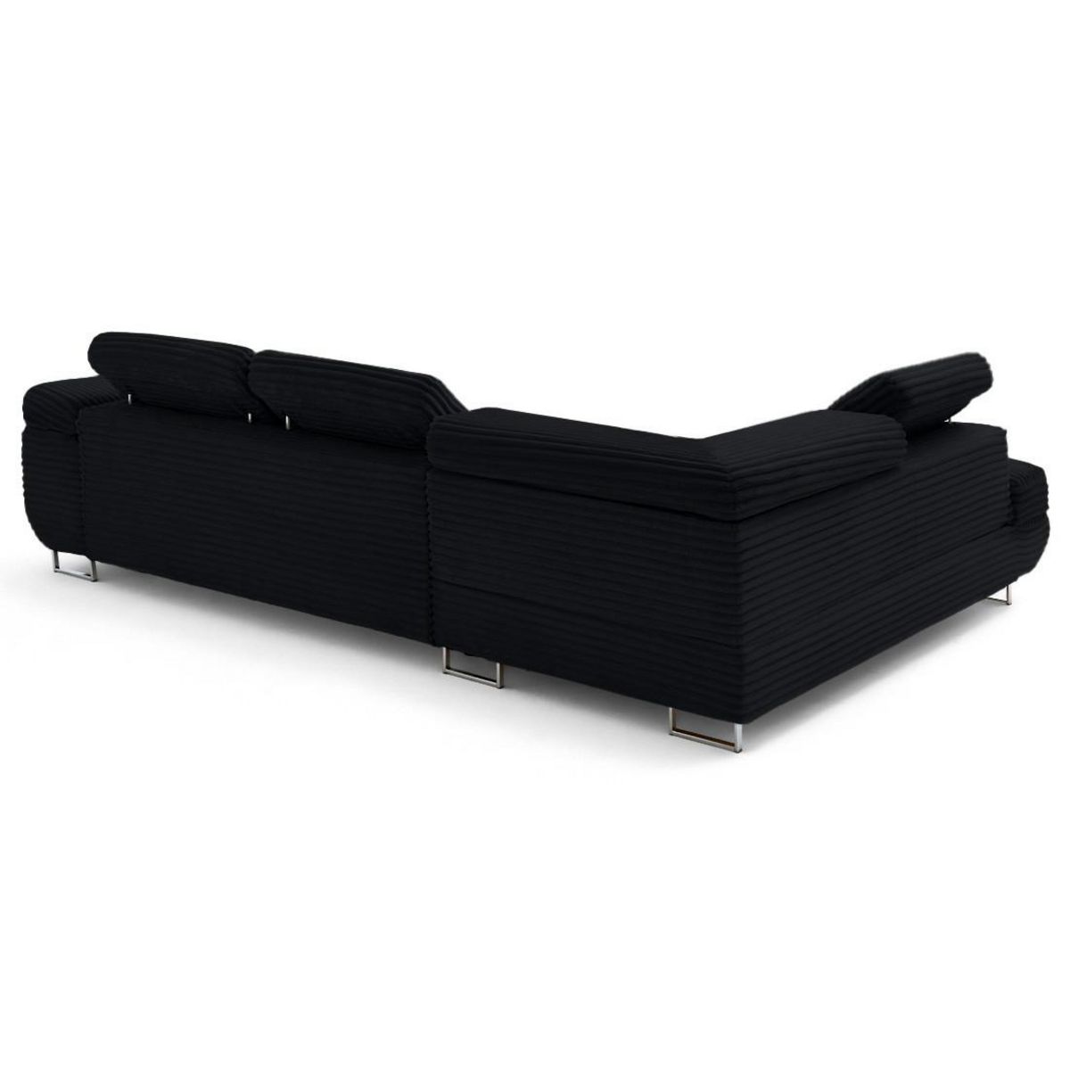 LISA DESIGN Zaria - canapé d'angle gauche 5 places convertible avec coffre et têtières en velours côtelé grosses côtes