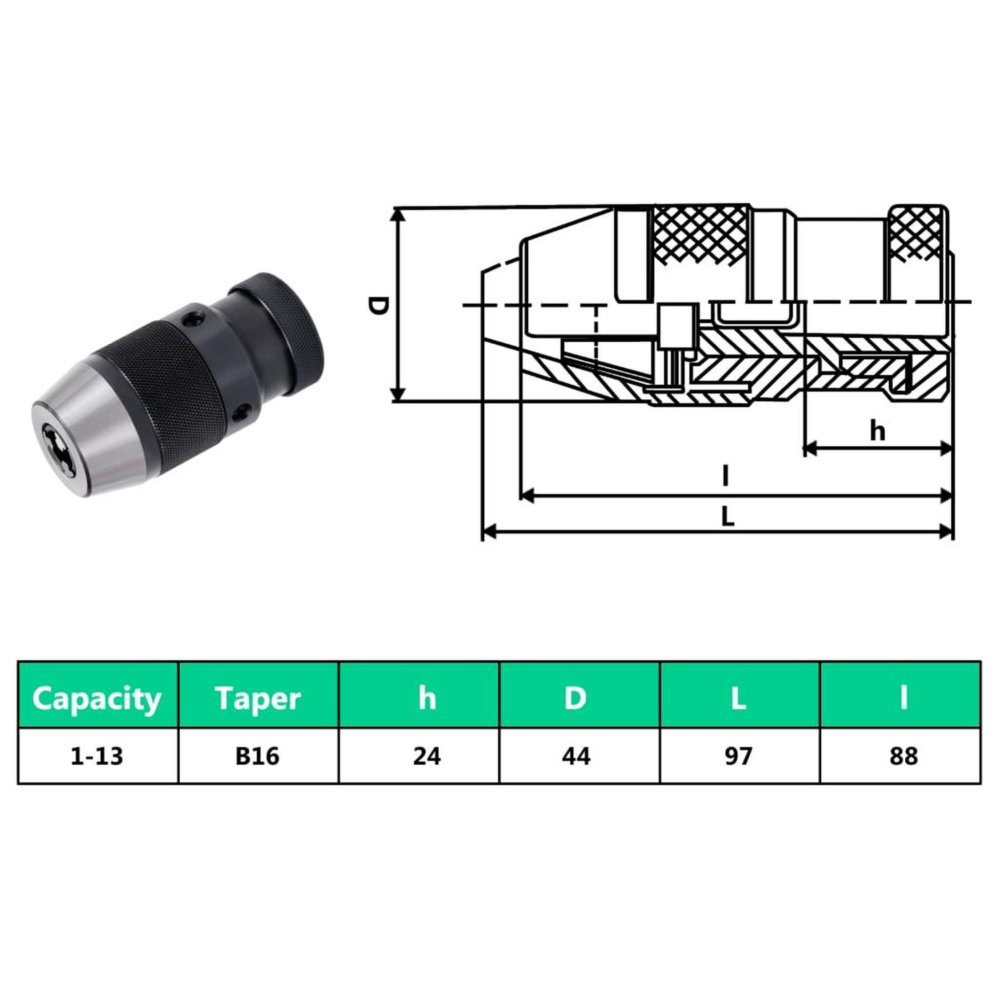 Voir la diapositive 6 : VIDAXL Mandrin de perçage MT2-B16 avec plage de serrage de 13 mm