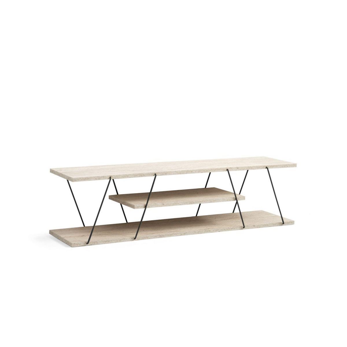 TOILINUX Meuble TV effet travertin CANAZ - Beige