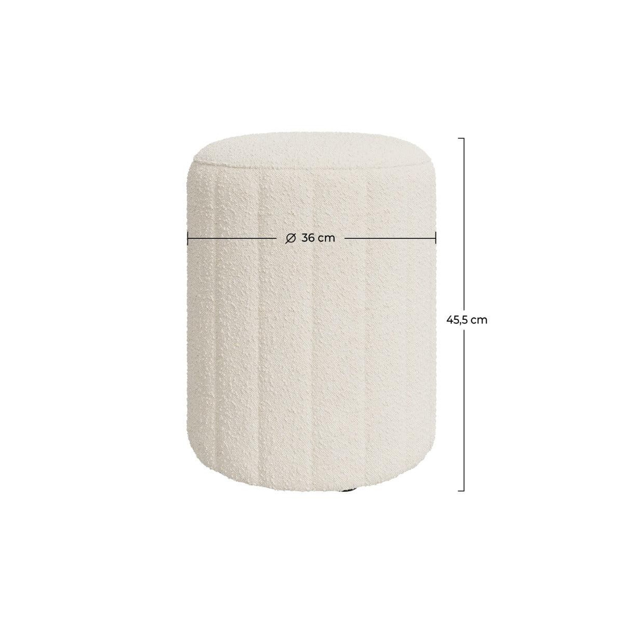 Voir la diapositive 4 : MAISON PAVANE Pouf rond en tissu blanc bouclé-eva