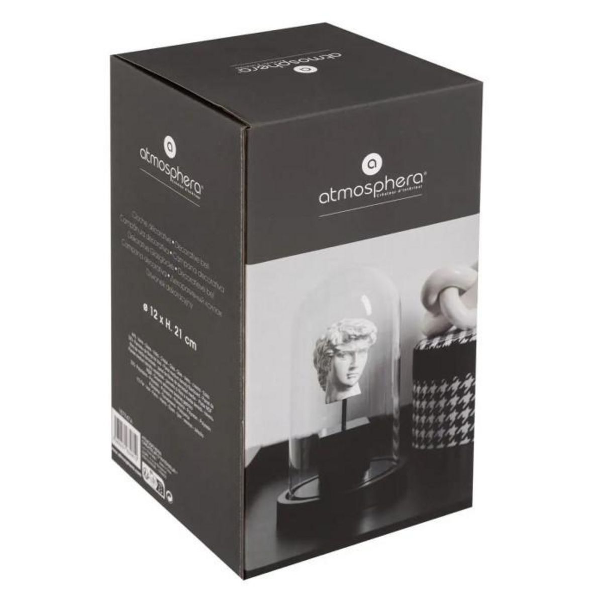 Paris Prix Cloche à Poser Déco  Sublima  21cm Noir & Blanc