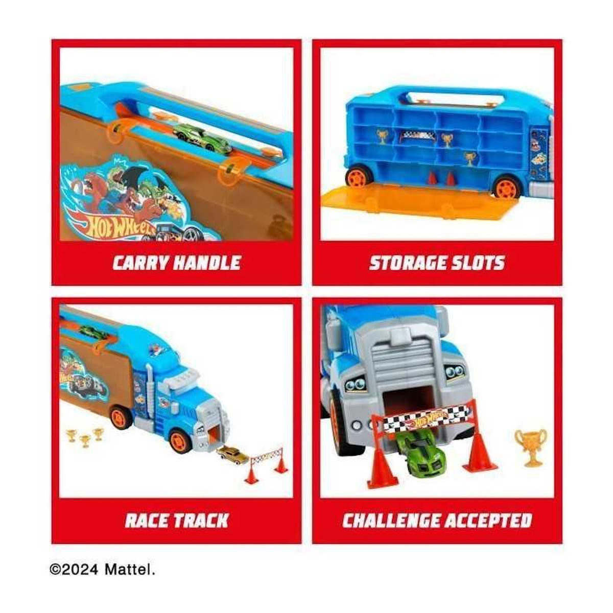 Klein Grand camion de transport de véhicules miniatures - KLEIN - 2474 - Hot Wheels avec accessoires - Des 3 ans