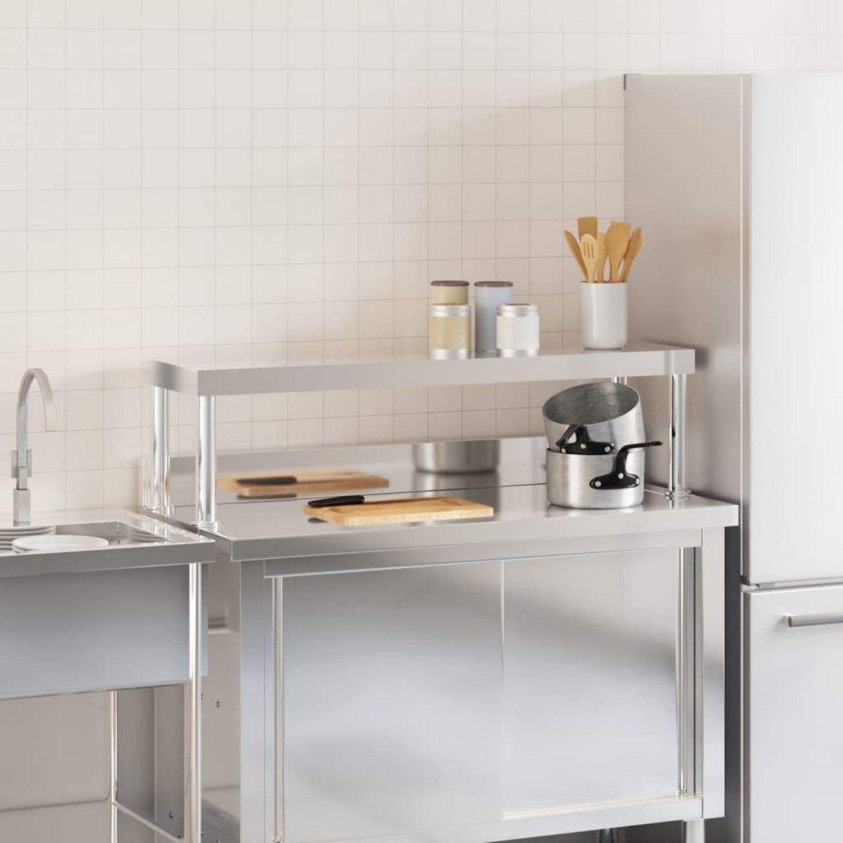 VIDAXL Etagere de table de travail 110x30x35 cm inox