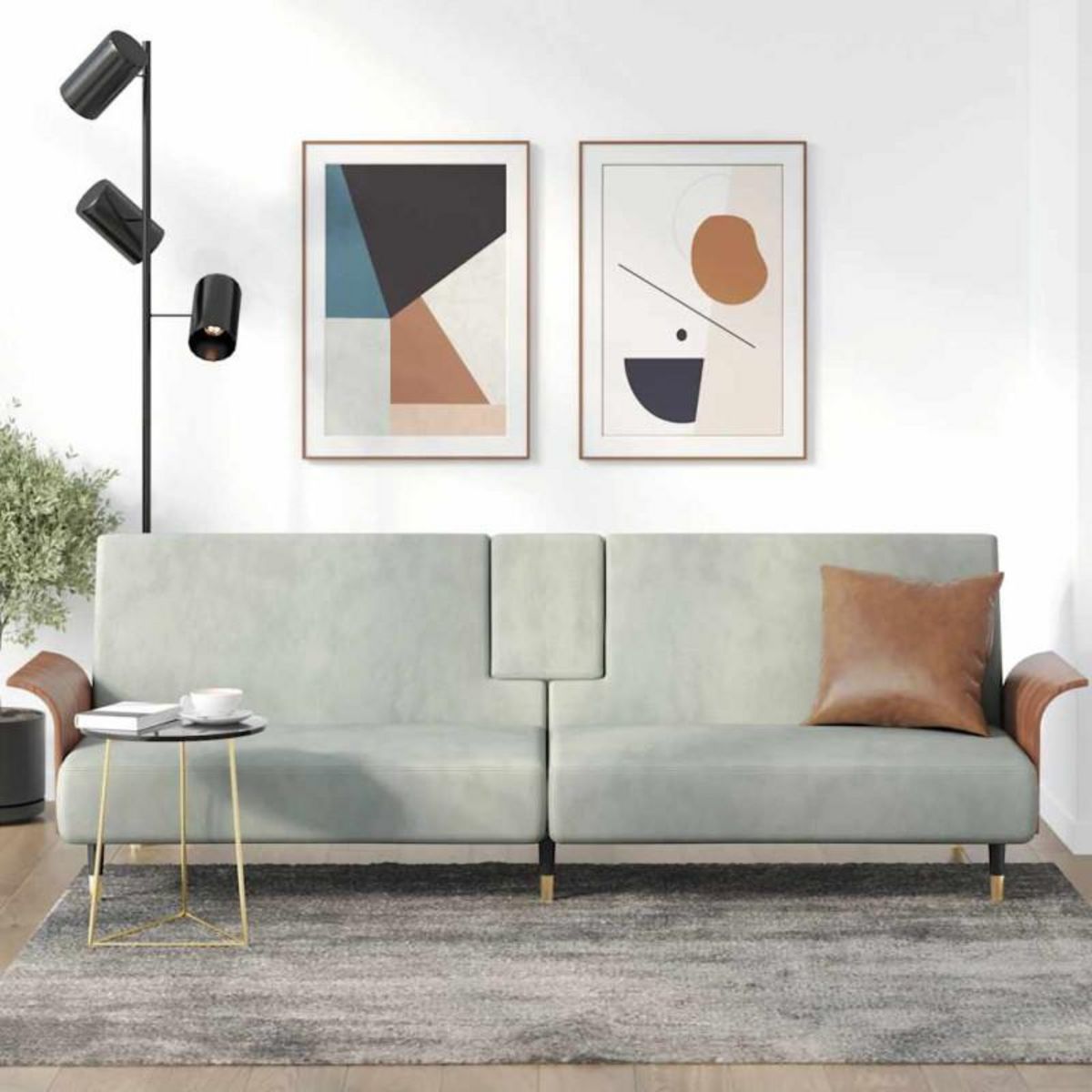 VIDAXL Canapé lit avec porte gobelets gris clair velours