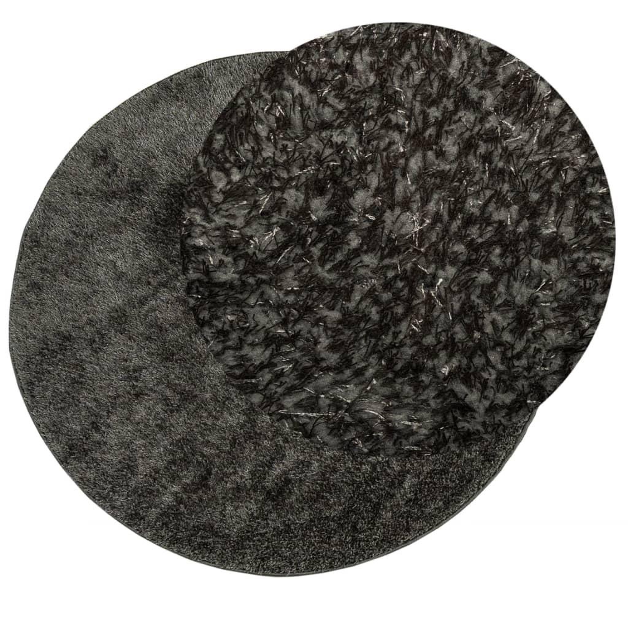 Voir la diapositive 3 : VIDAXL Tapis ISTAN a poils longs aspect brillant anthracite Ø 160 cm