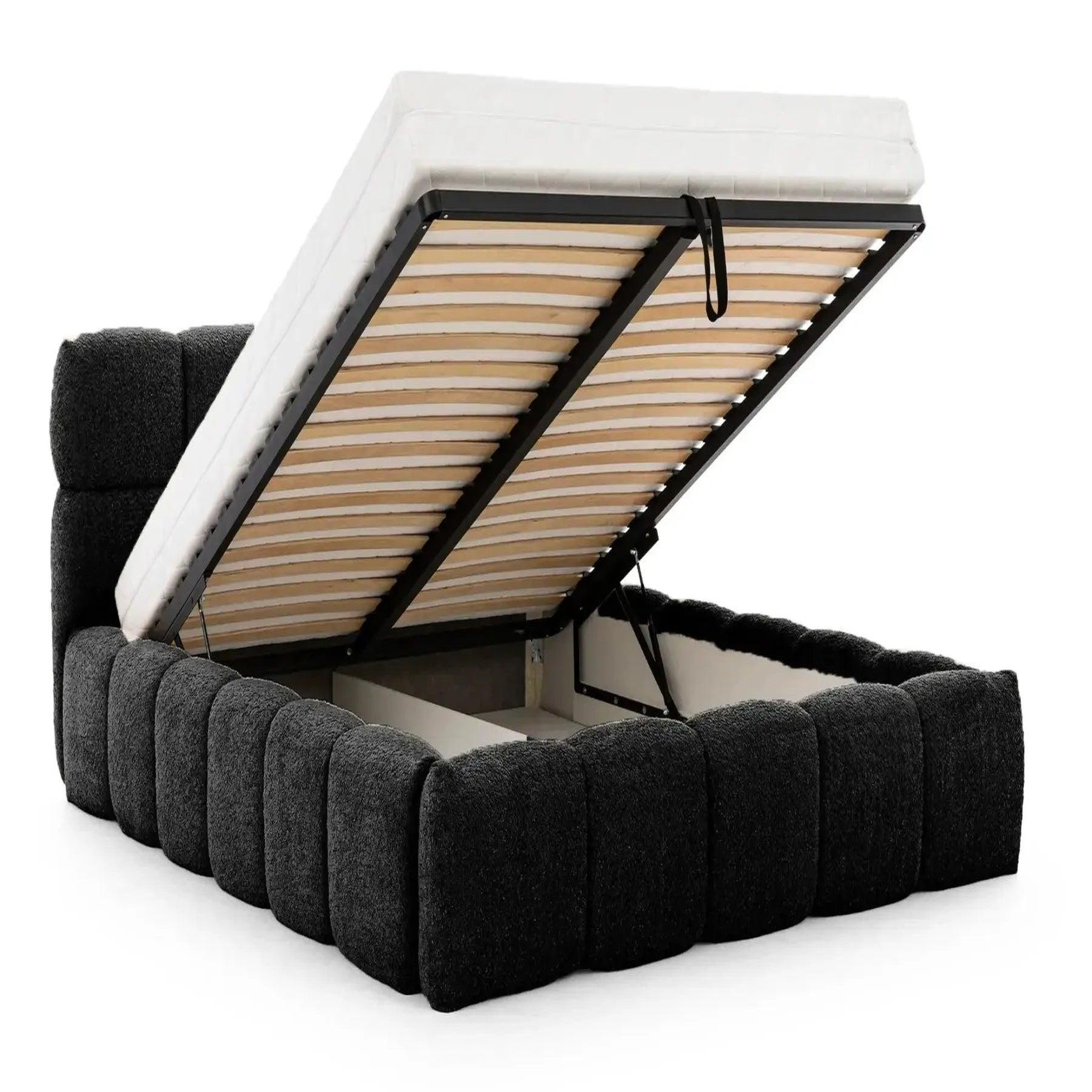 Voir la diapositive 3 : CASANOVA PARIS Elise - lit coffre tissu bouclette