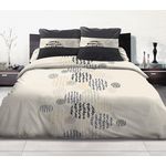 Les Ateliers du Linge Parure housse de couette 260x240 coton 57 fils symbole gris