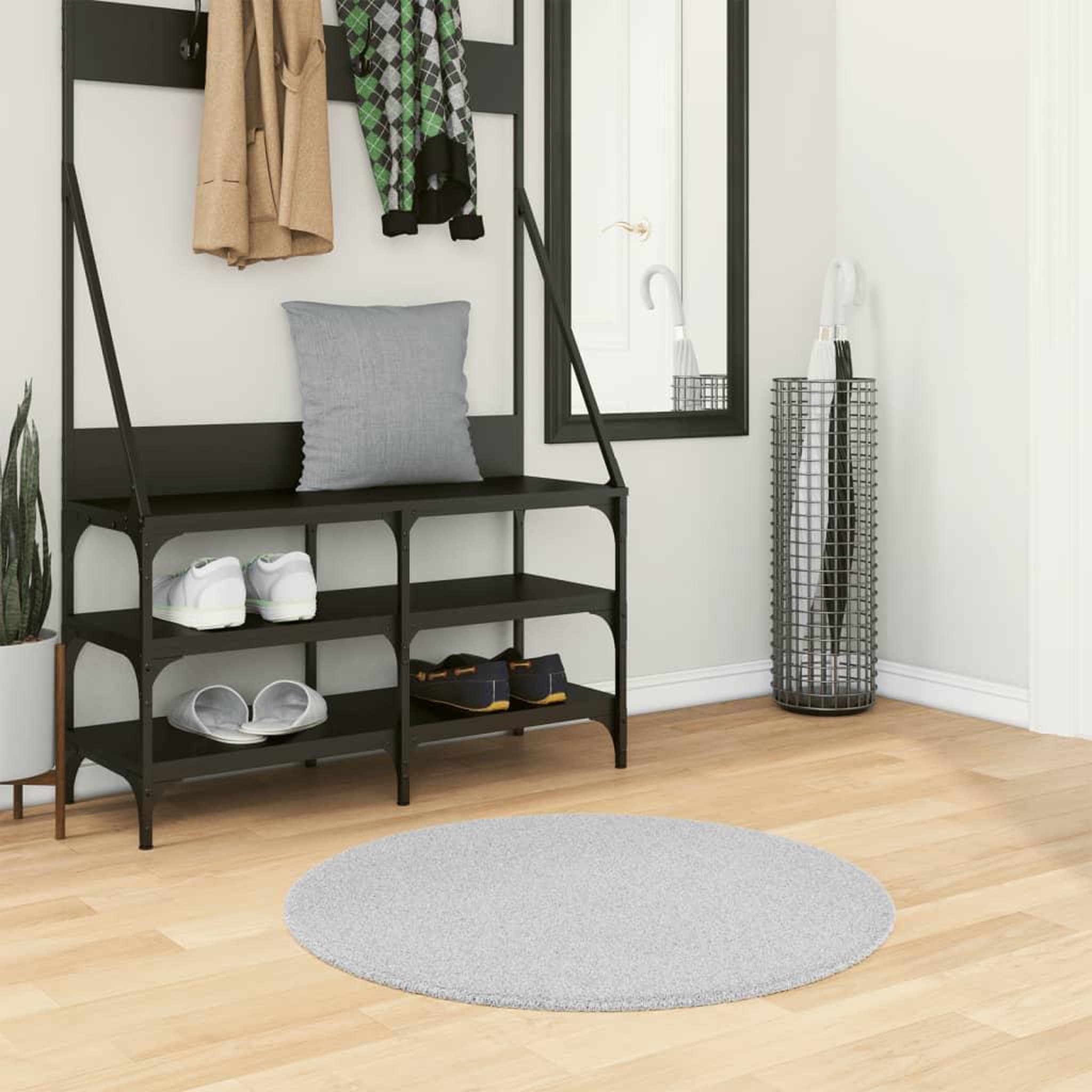 VIDAXL Tapis HUARTE a poils courts doux et lavable gris Ø 80 cm
