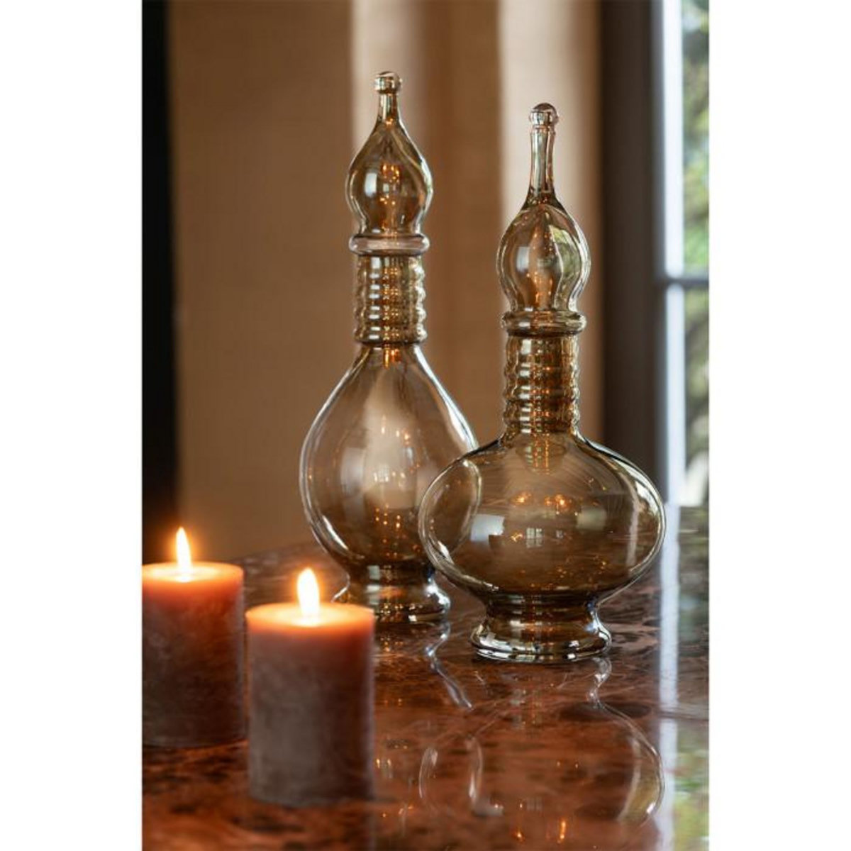 Paris Prix Vase Bouchon Fiole en Verre  Jo  38cm Beige