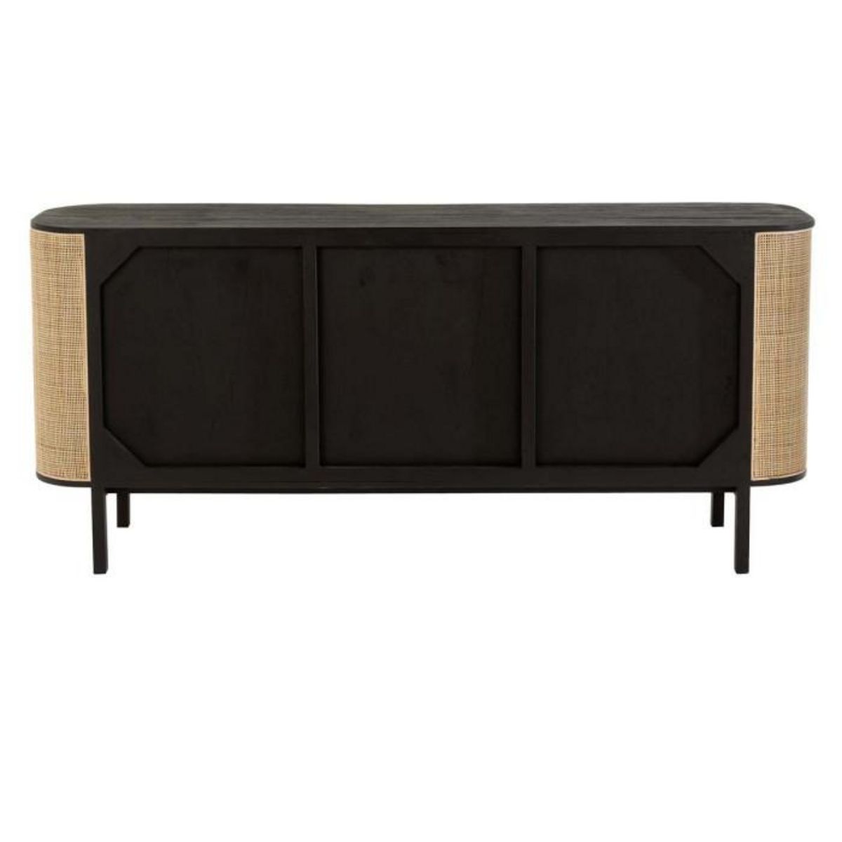 Paris Prix Buffet 3 Portes en Rotin  Molly  180cm Noir & Beige