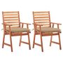 Voir la diapositive 1 : VIDAXL Chaises a manger d'exterieur lot de 2 et coussins Acacia massif
