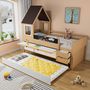 Voir la diapositive 5 : MERAX Lit combiné enfant mi hauteur 90x200(90x190)cm bois et mdf coloris blanc+naturel