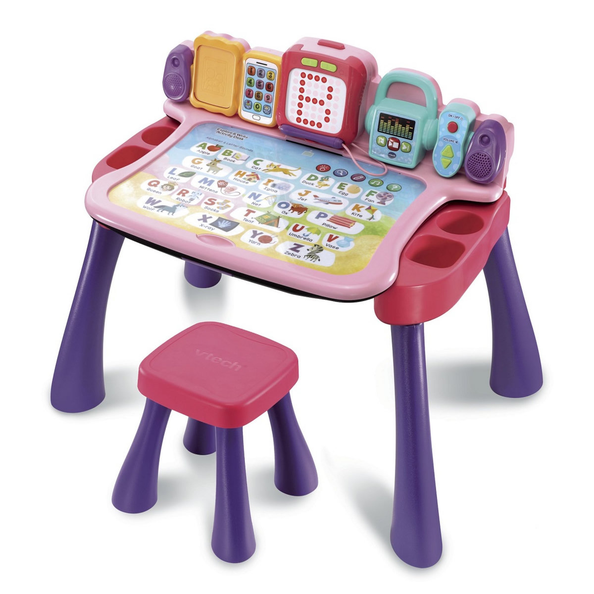 VTECH Bureau interactif 4 en 1 rose avec fonction écriture - Magi 