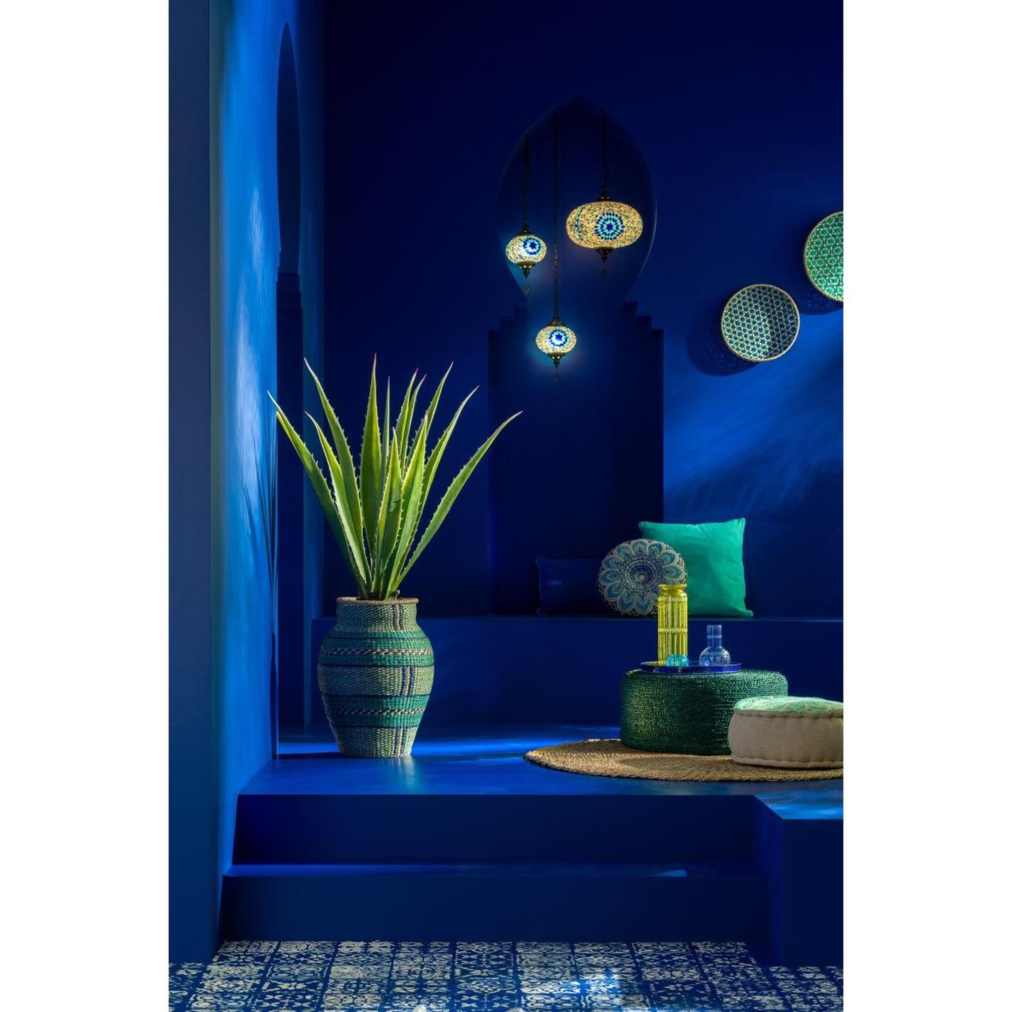 Voir la diapositive 6 : J-LINE Lampe Suspension Mosaïque  Neal  18cm Bleu