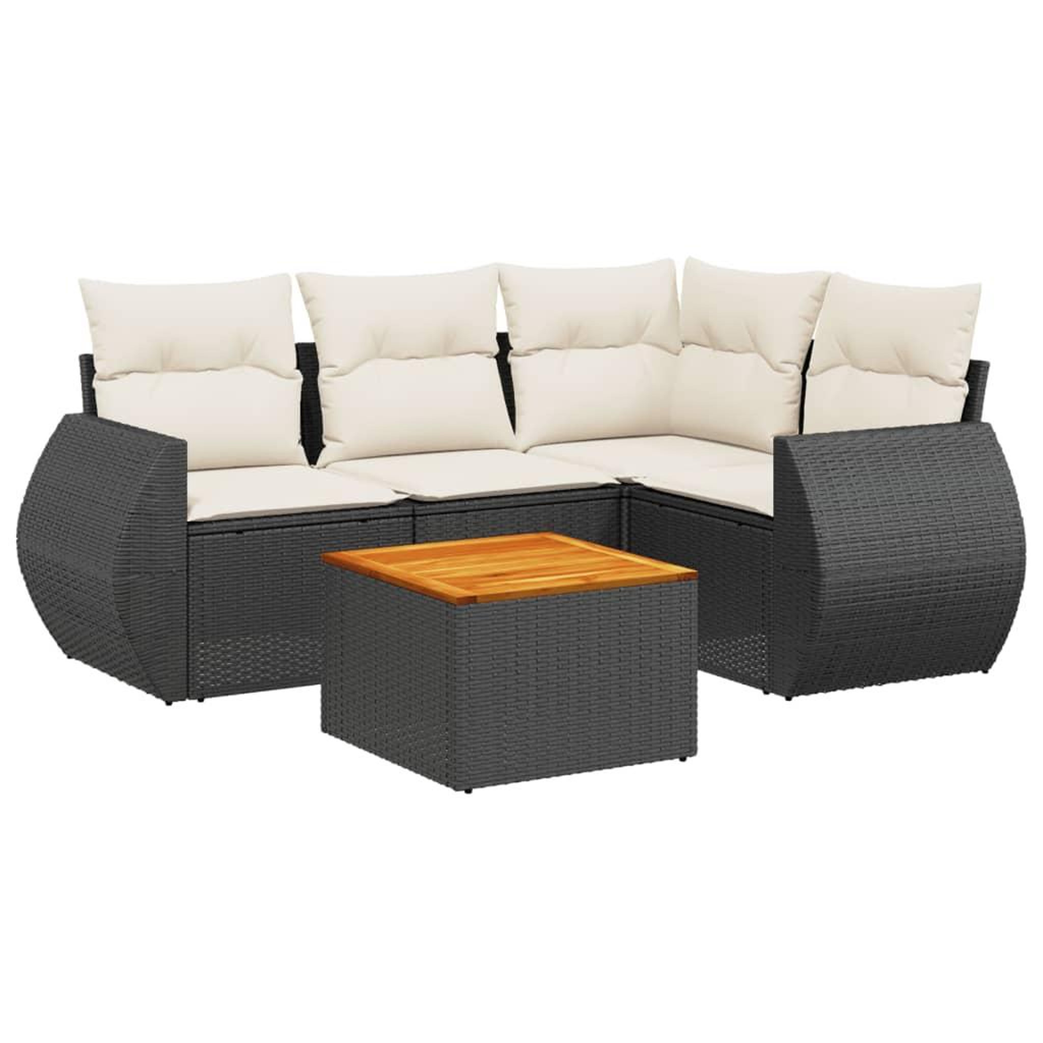 Voir la diapositive 2 : VIDAXL Salon de jardin 5 pcs avec coussins noir resine tressee