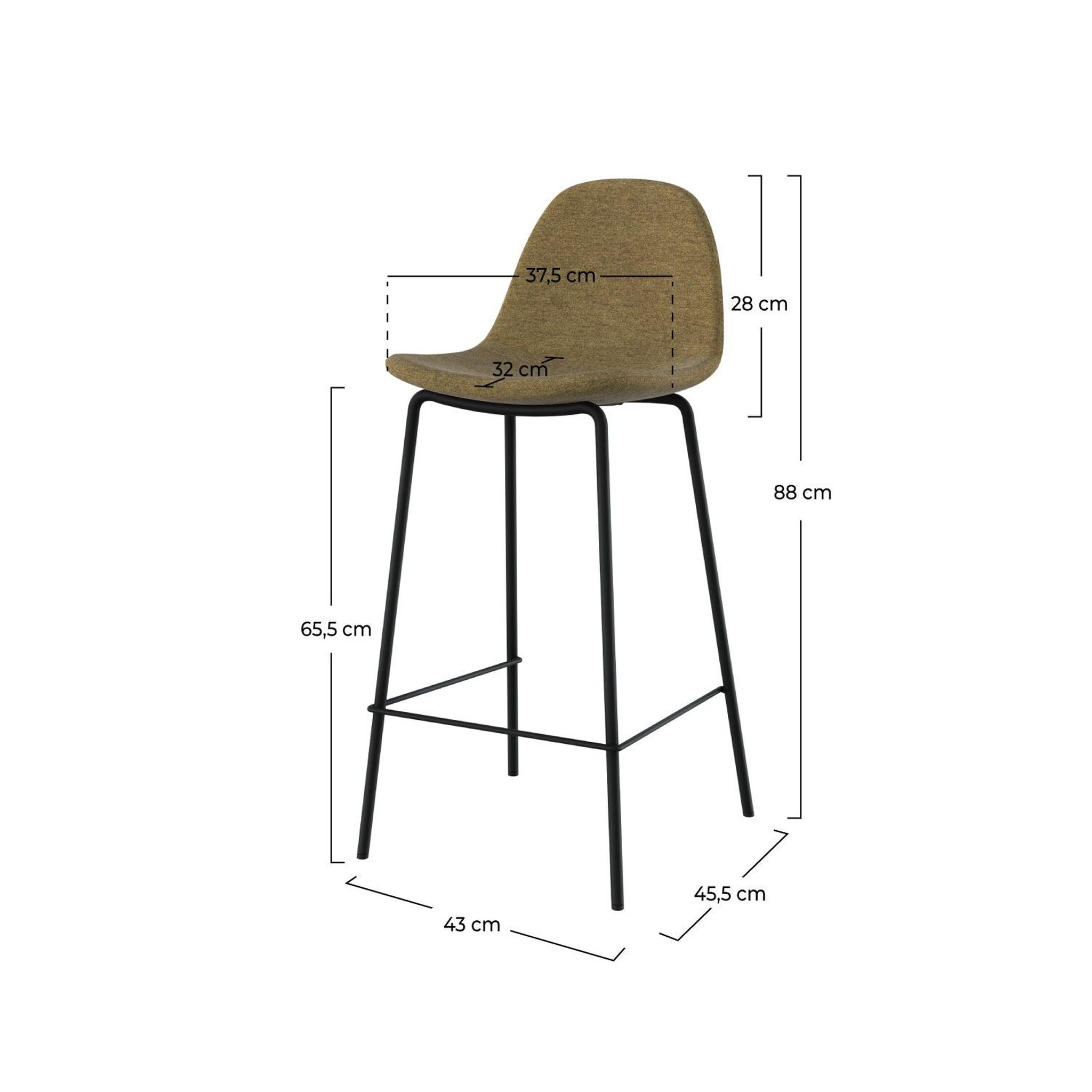 Voir la diapositive 4 : MAISON PAVANE Lot de 2 chaises pour îlot central en tissu vert kaki 65,5 cm-henrik