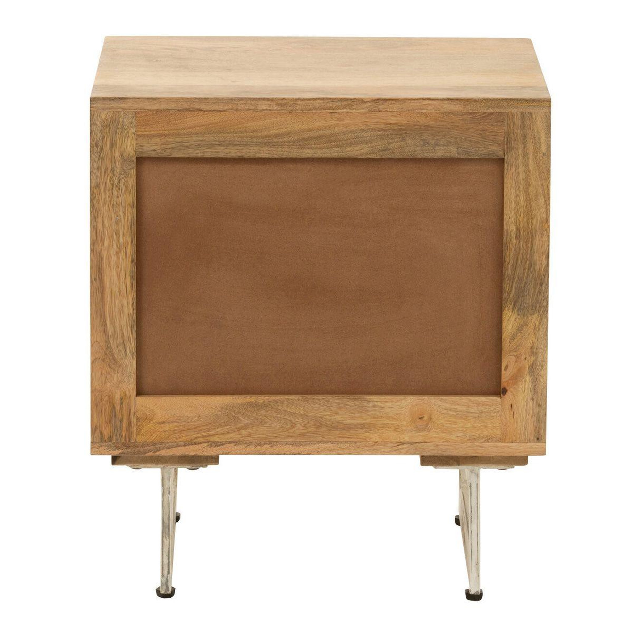 Voir la diapositive 4 : J-LINE Table de chevet en bois  weaving  55cm naturel