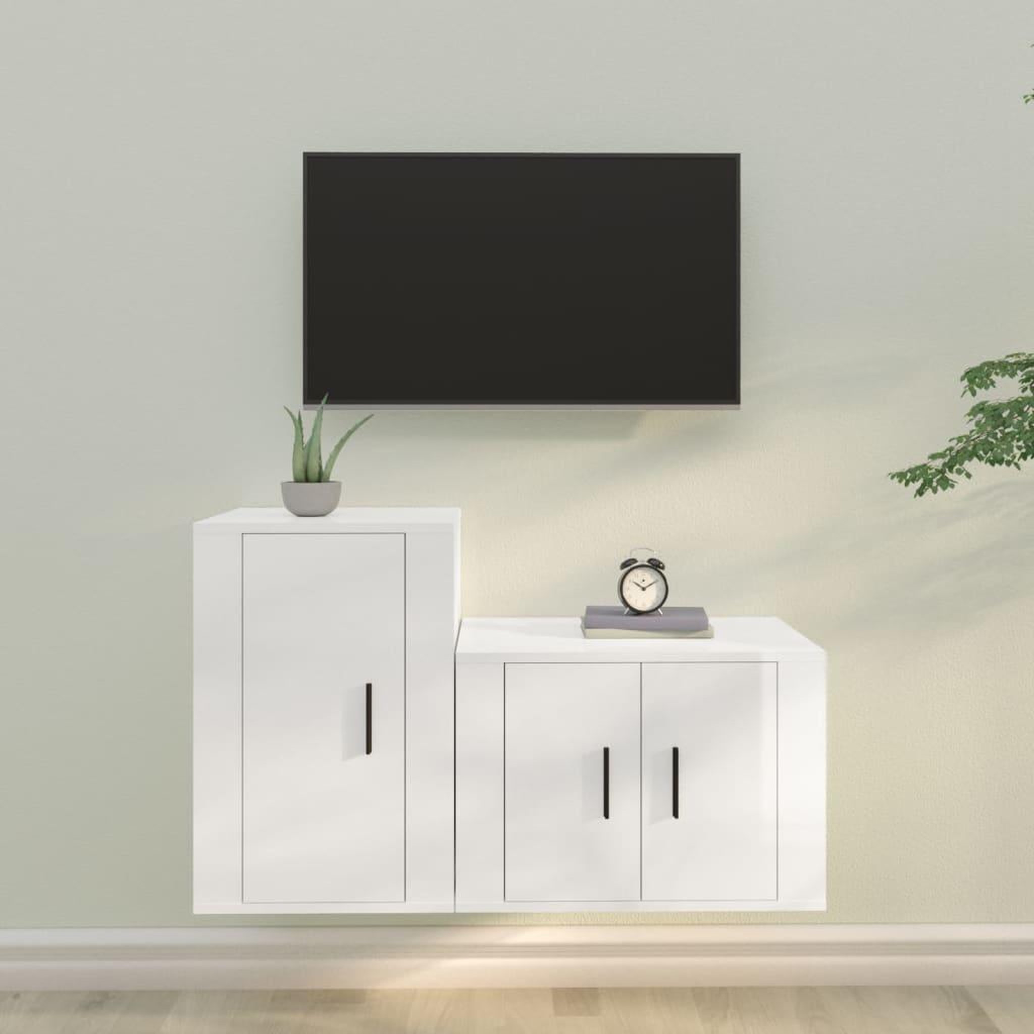 Voir la diapositive 1 : VIDAXL Ensemble de meubles TV 2 pcs blanc brillant bois d'ingenierie