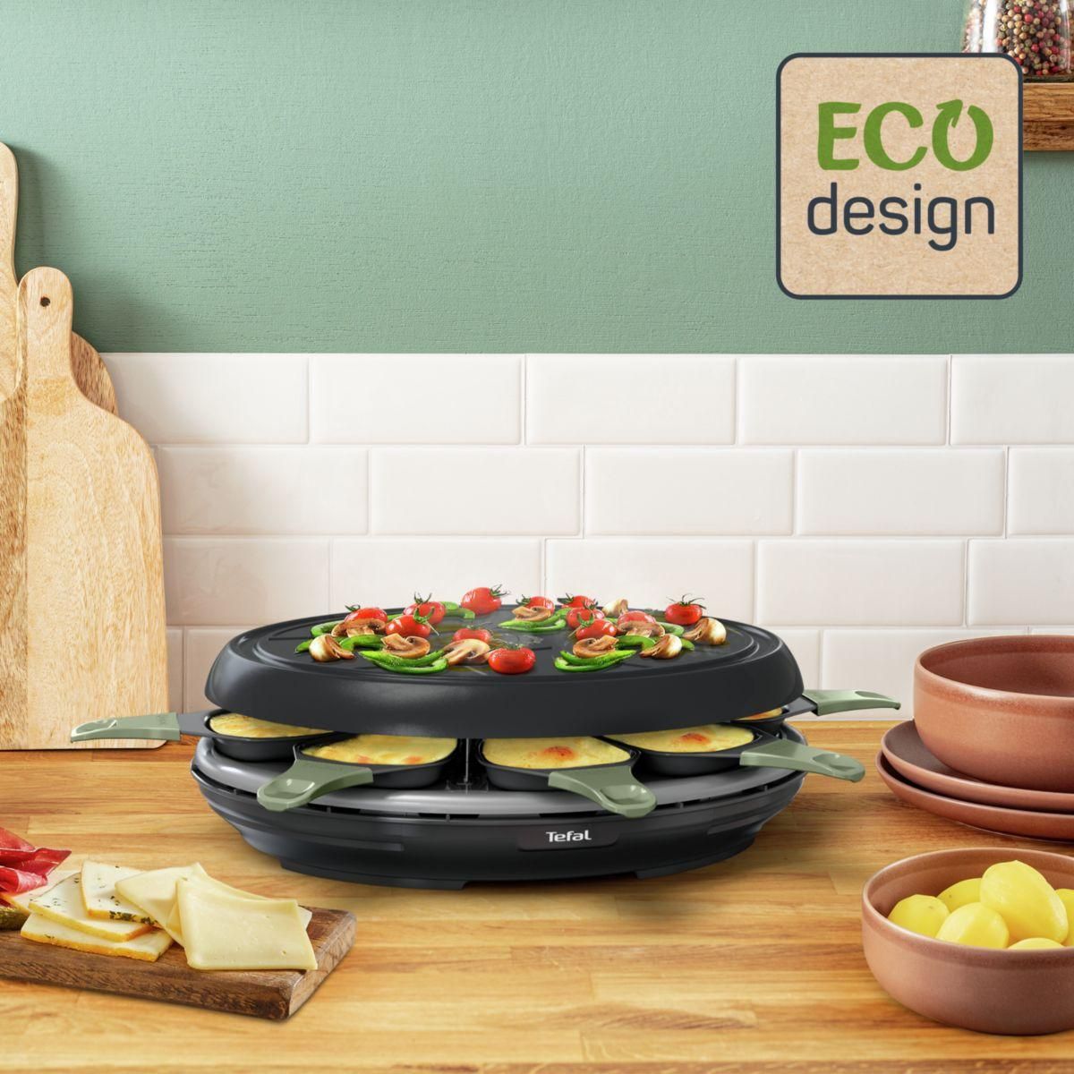 TEFAL Raclette RE31E810 eco 8 coupelles noir
