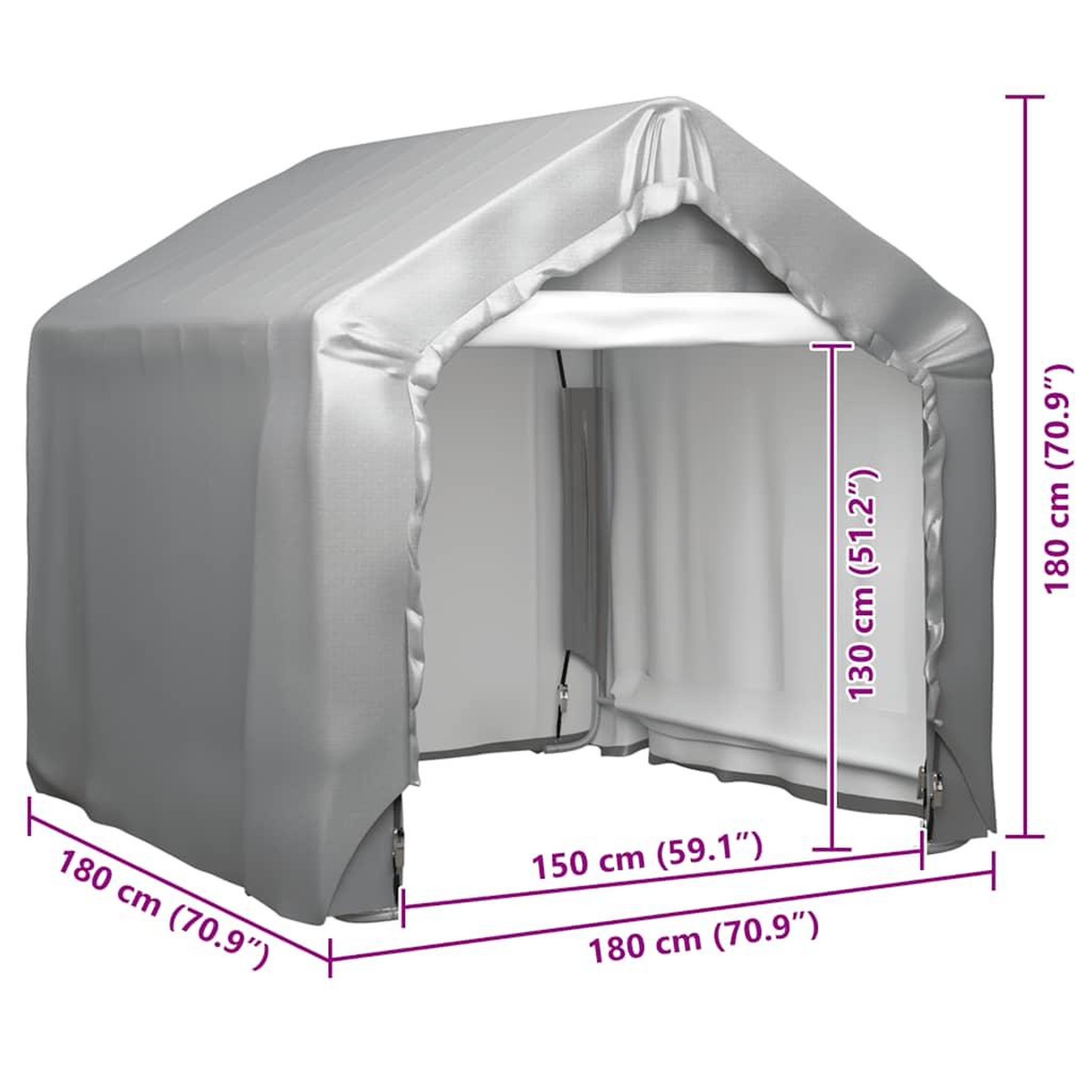 Voir la diapositive 6 : VIDAXL Tente de rangement gris 180x180 cm acier galvanise