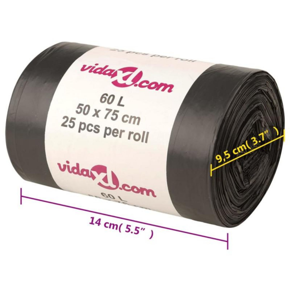 VIDAXL Sacs poubelles 250 pcs noir 60 L