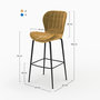Voir la diapositive 4 : Rendez vous déco Pack 4 chaises de bar en velours jaune et bleu 75 cm-Mazzia