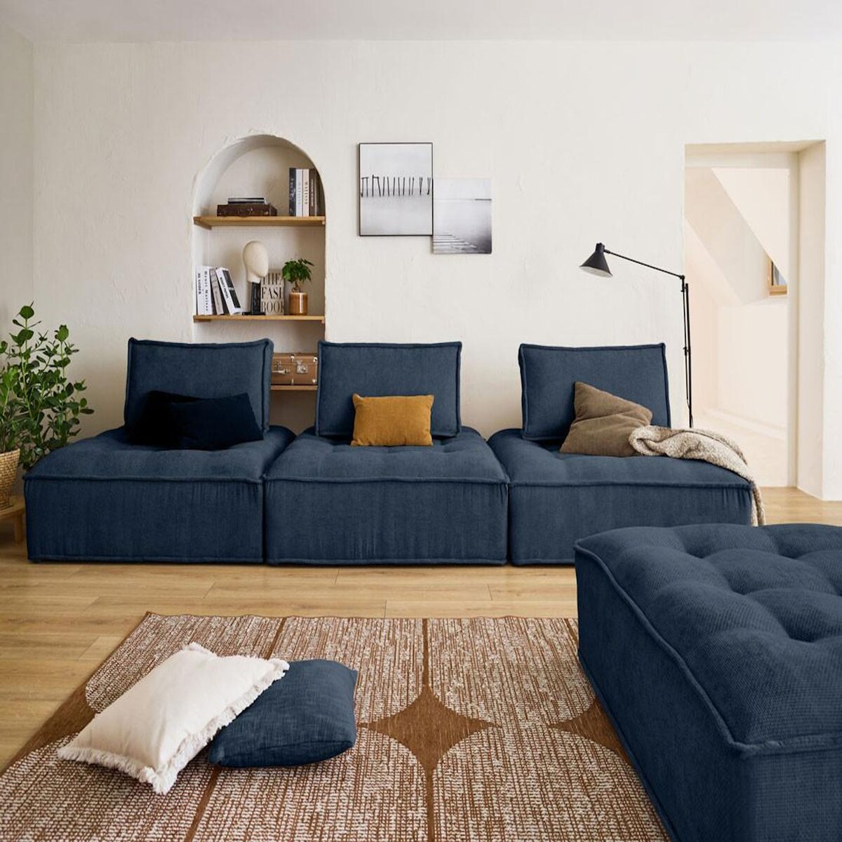 LISA DESIGN Marisol - pouf modulable - velours texturé