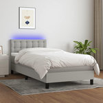 VIDAXL Sommier a lattes de lit avec matelas et LED Gris clair 80x200cm