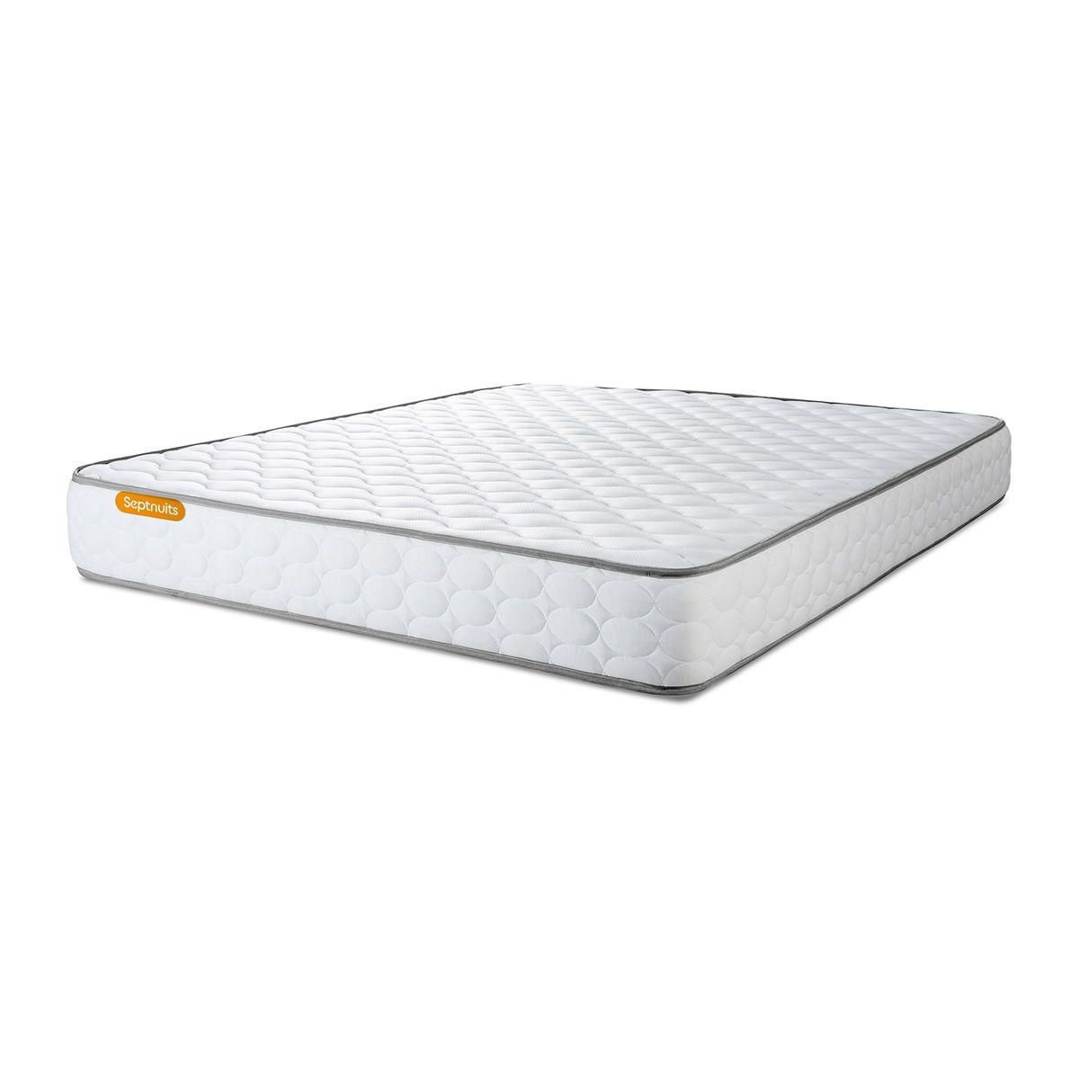SEPTNUITS Pack matelas Memo + sommier kit gris + 2 oreillers mémoire de forme