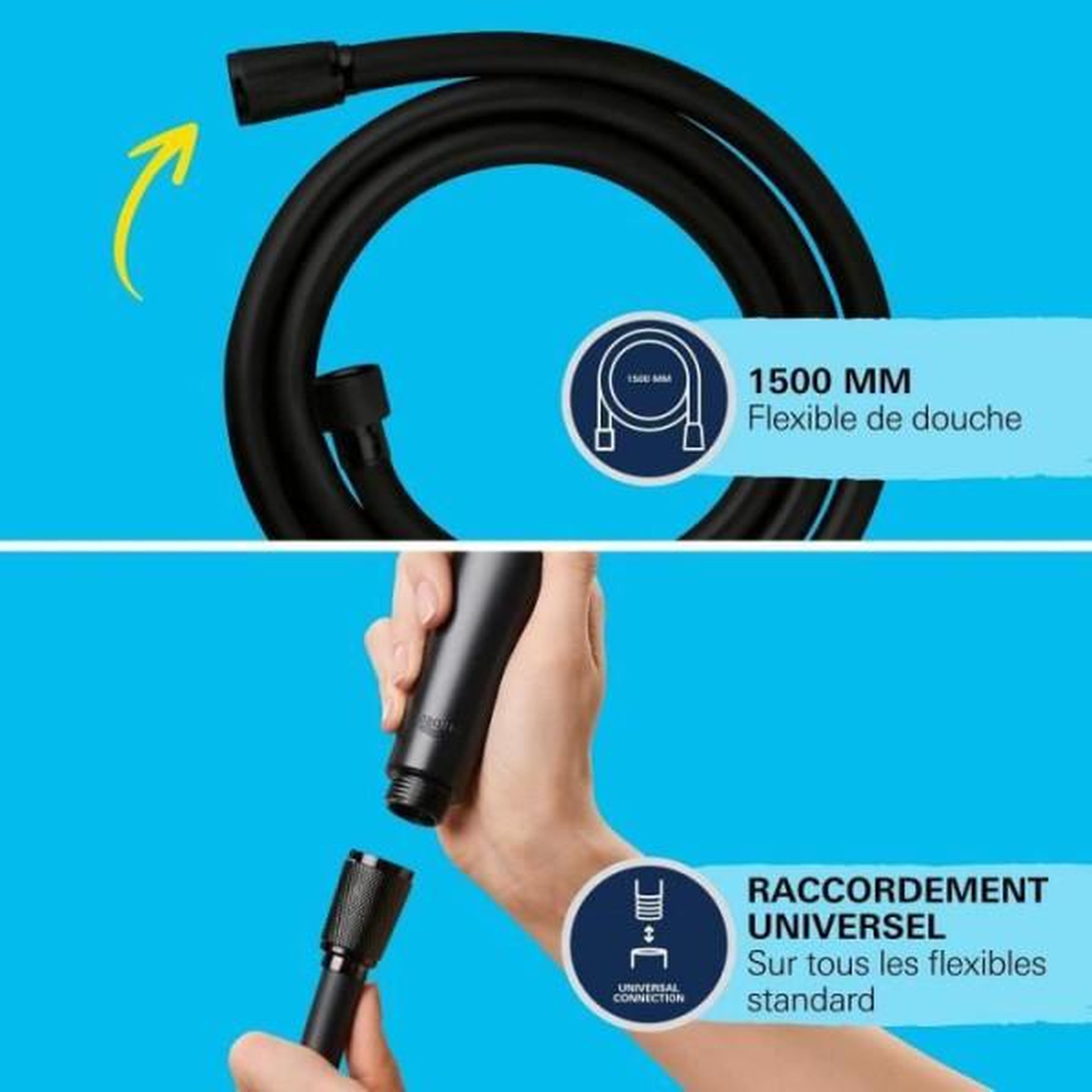 Voir la diapositive 5 : Grohe Flexible de douche - GROHE - 287412432 - 1,5 m - VitalioFlex Trend - Matt Black