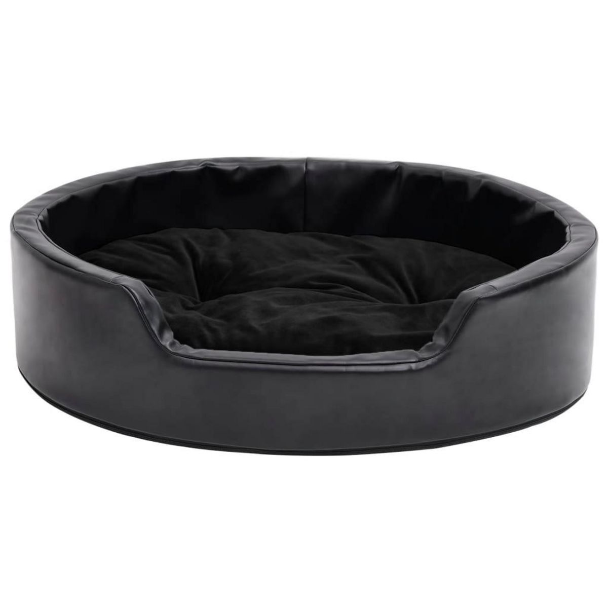 VIDAXL Lit pour chiens Noir 69x59x19 cm Peluche et similicuir