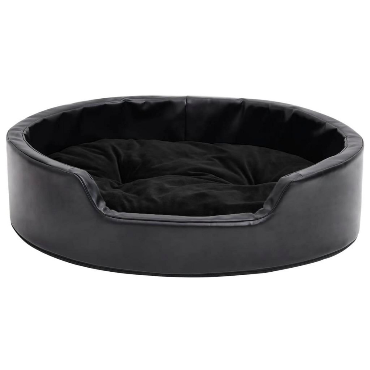 VIDAXL Lit pour chiens Noir 69x59x19 cm Peluche et similicuir
