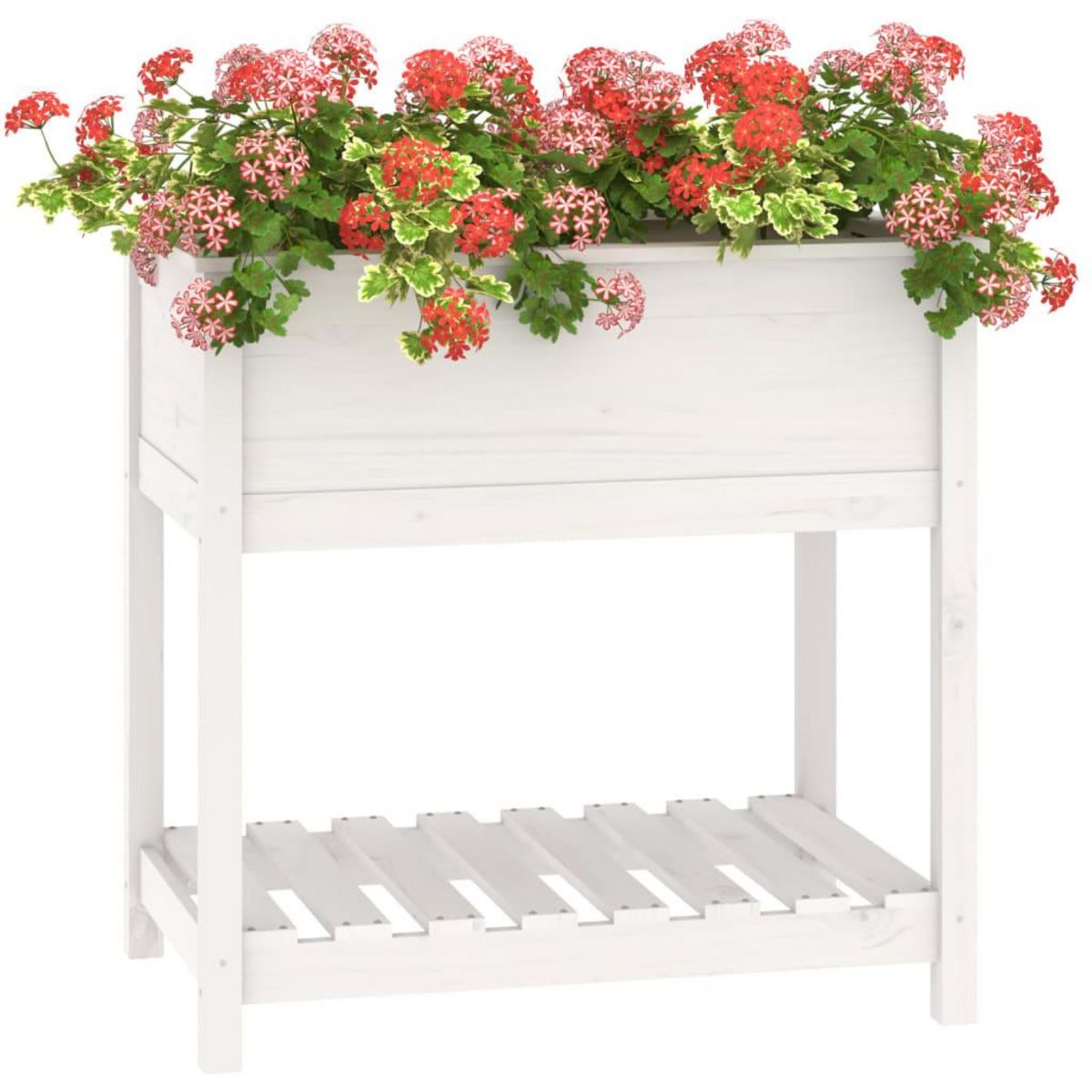 VIDAXL Jardiniere avec etagere Blanc 82,5x54x81 cm Bois massif de pin
